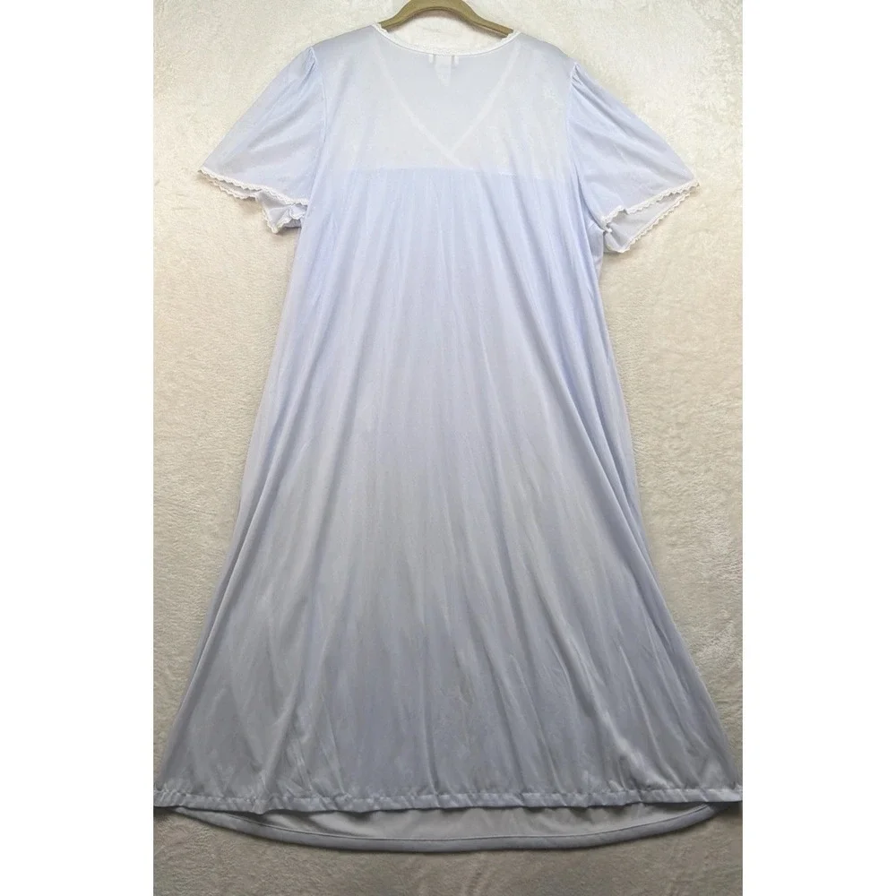 Barbizon Nightgown Womens XL Light Blue Lace Yoke Sleep Gown Full‎ Length